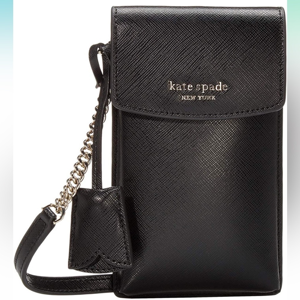 Kate Spade New York Leather North/South Crossbody Phone Bag w Half Chain Strap